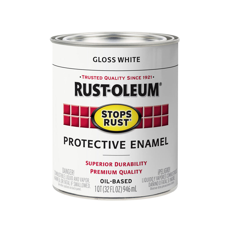 RUST-OLEUM - Rust-Oleum Stops Rust Indoor and Outdoor Gloss White Rust Prevention Paint 1 qt