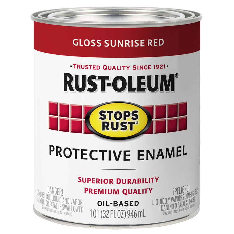 RUST-OLEUM - Rust-Oleum Stops Rust Indoor and Outdoor Gloss Sunrise Red Rust Prevention Paint 1 qt