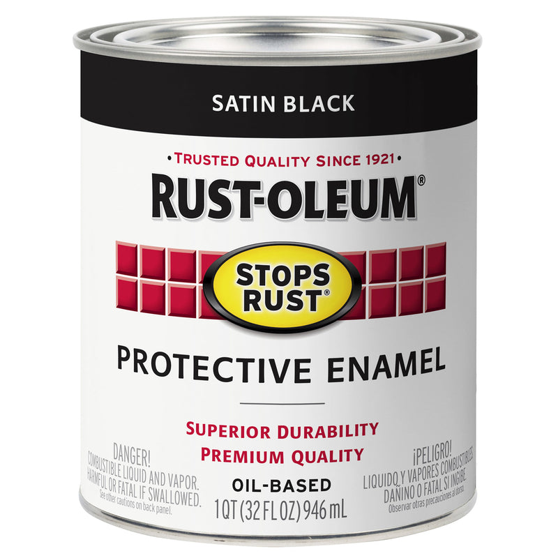 RUST-OLEUM - Rust-Oleum Stops Rust Indoor and Outdoor Satin Black Protective Paint 1 qt