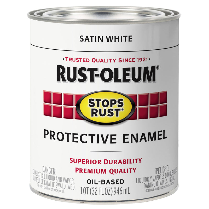 RUST-OLEUM - Rust-Oleum Stops Rust Indoor and Outdoor Satin White Rust Prevention Paint 1 qt