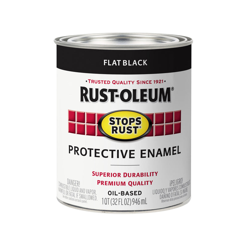 RUST-OLEUM - Rust-Oleum Stops Rust Indoor and Outdoor Flat Black Rust Prevention Paint 1 qt