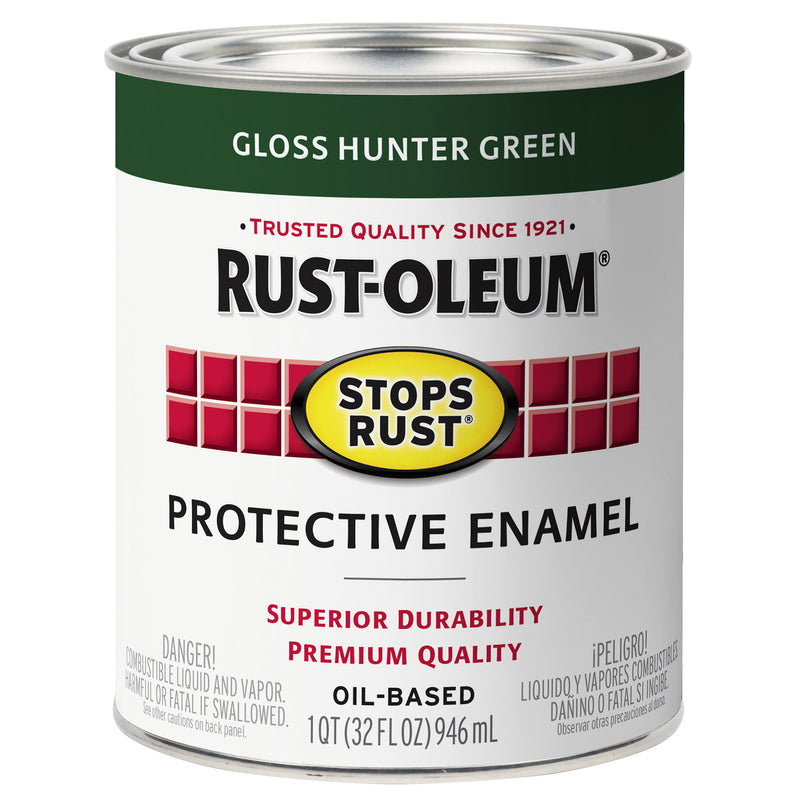 RUST-OLEUM - Rust-Oleum Stops Rust Indoor and Outdoor Gloss Hunter Green Rust Prevention Paint 1 qt