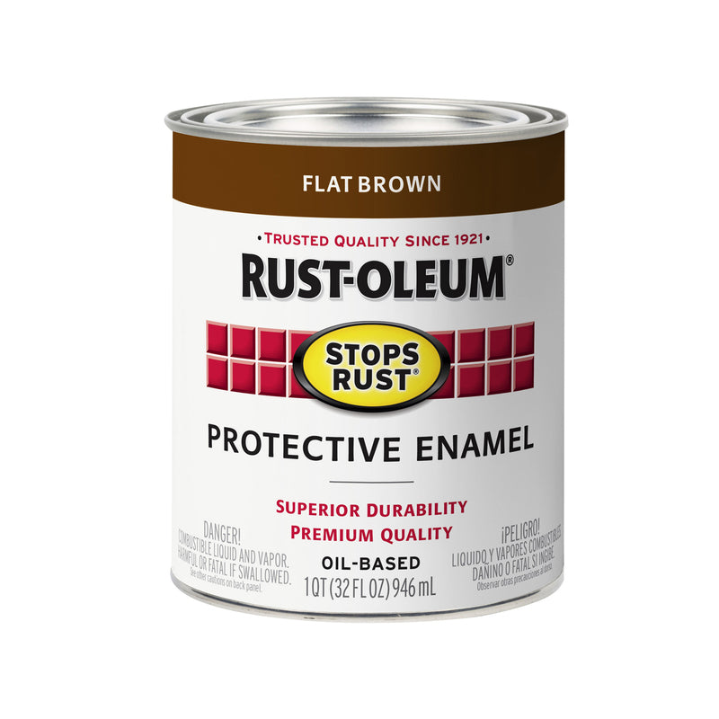 RUST-OLEUM - Rust-Oleum Stops Rust Indoor and Outdoor Flat Brown Rust Prevention Paint 1 qt