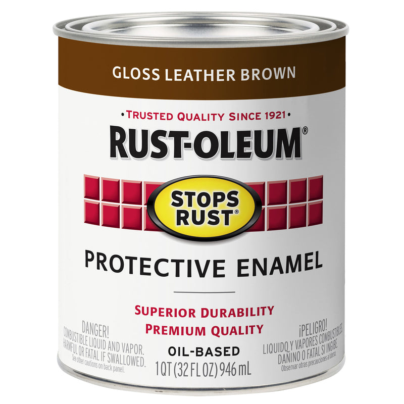 RUST-OLEUM - Rust-Oleum Stops Rust Indoor and Outdoor Gloss Leather Brown Rust Prevention Paint 1 qt