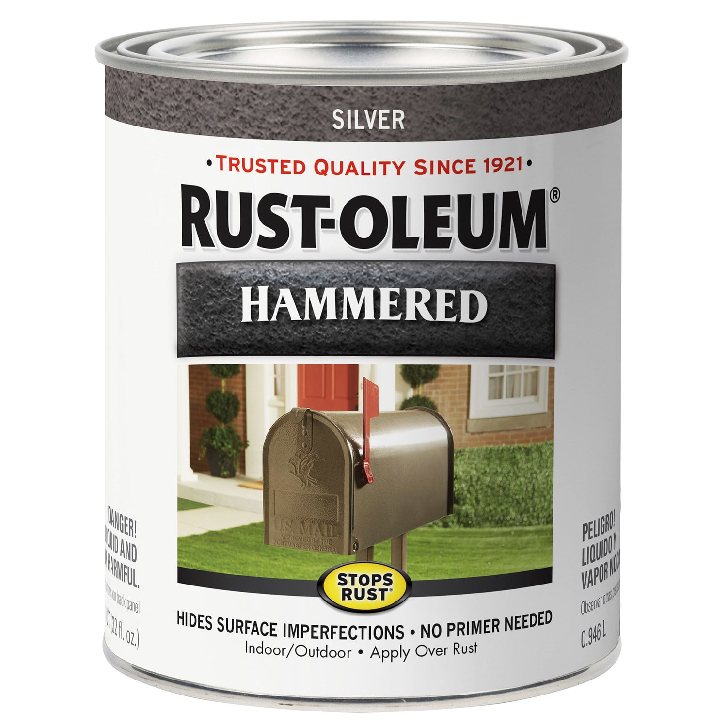 Rust-Oleum Stops Rust Indoor and Outdoor Hammered Silver Oil-Based Rust Prevention Paint 1 qt
