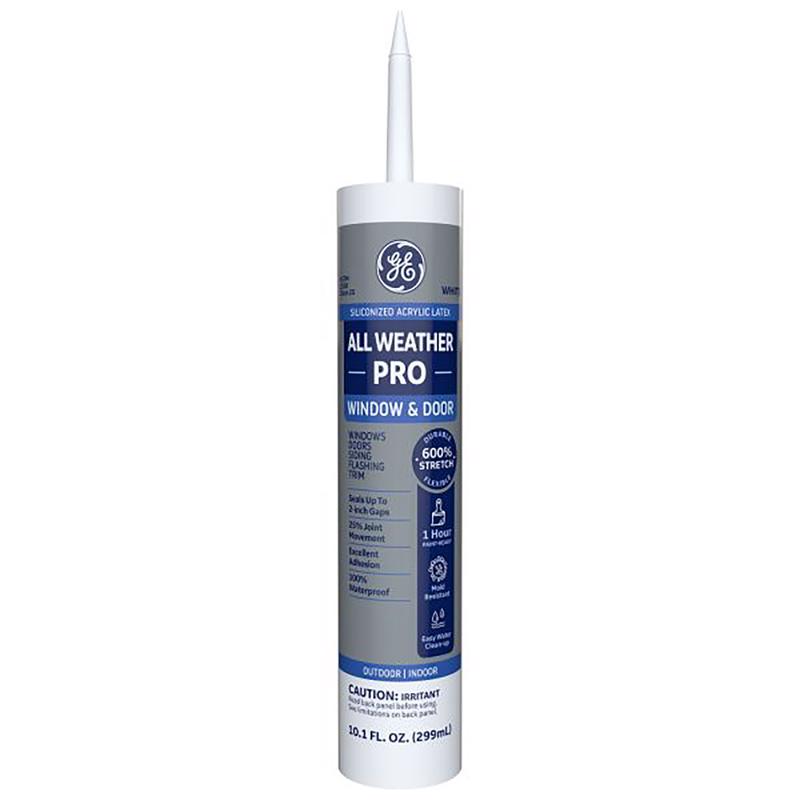 GE - GE All Weather Pro White Acrylic Latex Window and Door Caulk Sealant 10.1 oz - Case of 12