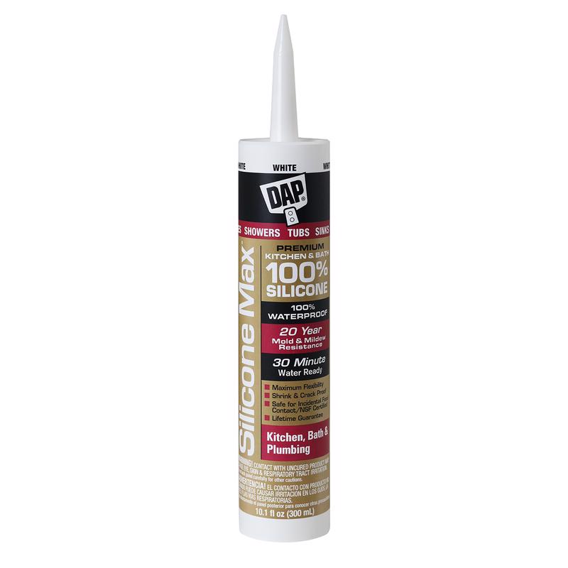 DAP - Dap Silicone Max White Silicone Kitchen and Bath Sealant 10.1 oz - Case of 12