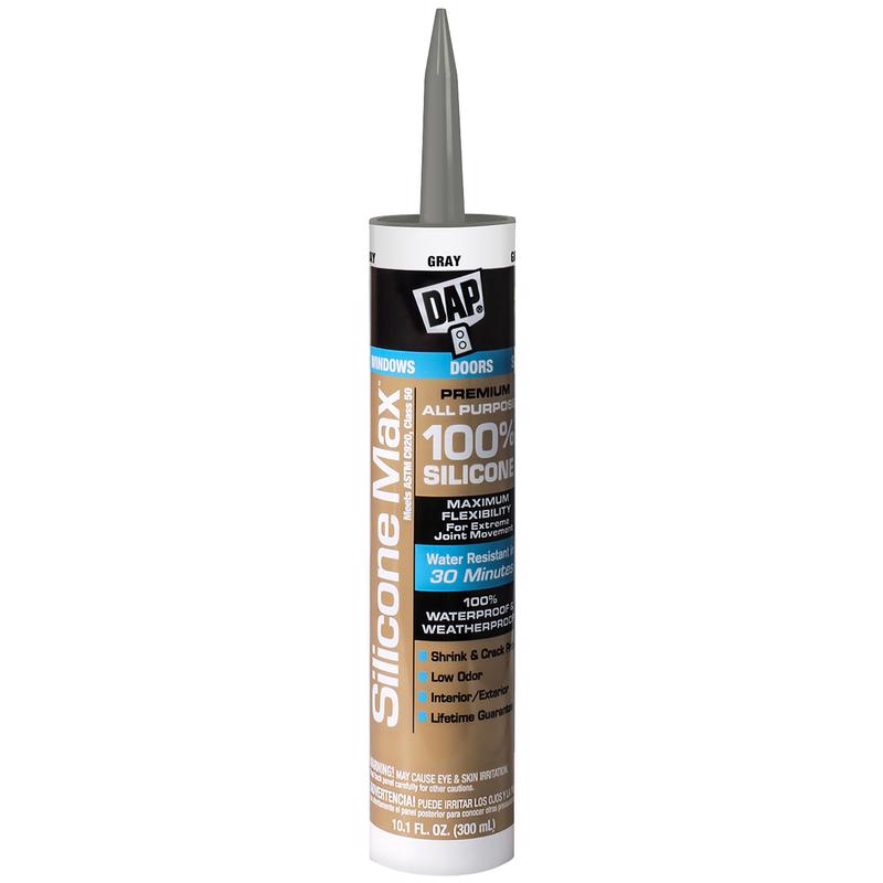 DAP - Dap Silicone Max Gray Silicone All Purpose Sealant 10.1 oz - Case of 12