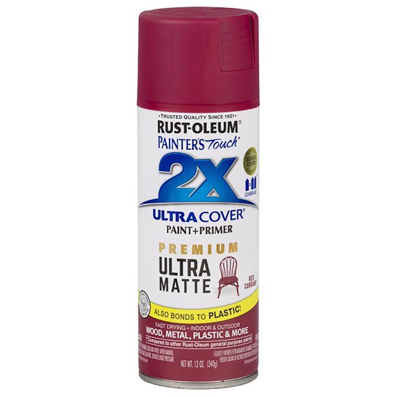 RUST-OLEUM - Rust-Oleum Painter's Touch 2X Ultra Cover Matte Red Currant Paint+Primer Spray Paint 12 oz - Case of 6