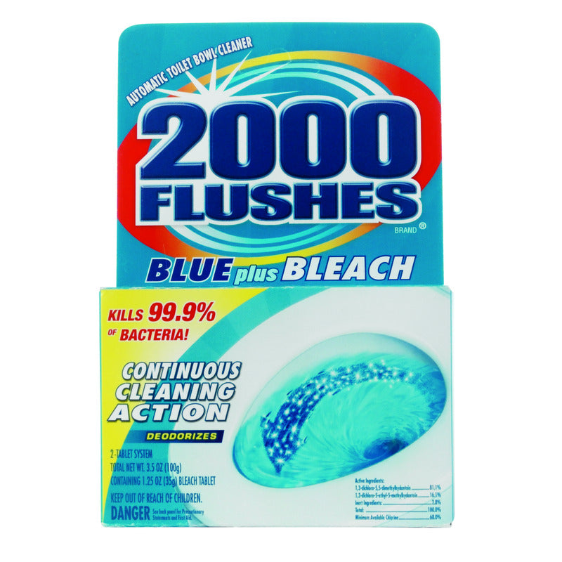 2000 FLUSHES - 2000 Flushes Clean Scent Automatic Toilet Bowl Cleaner 3.5 oz Tablet - Case of 12