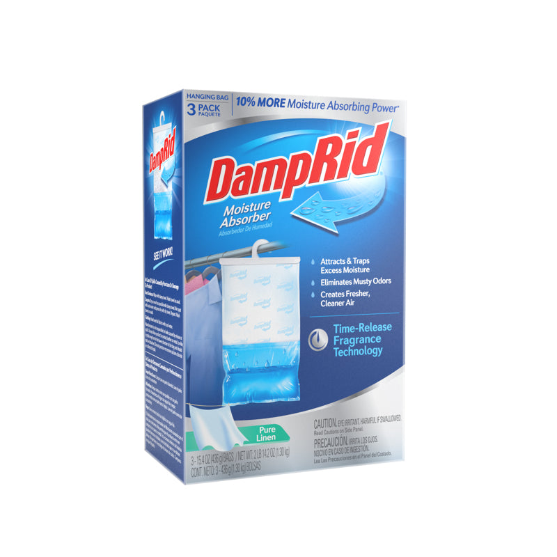 DAMPRID - DampRid Hanging Moisture Absorber Pure Linen Scent 15.4 oz 3 pk - Case of 4