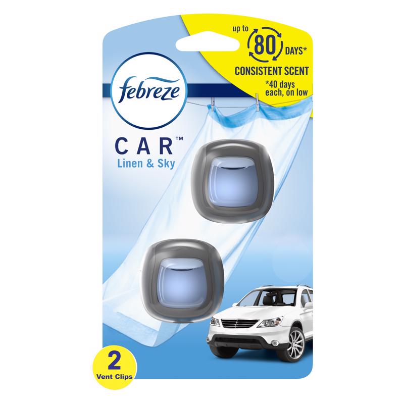 FEBREZE - Febreze Linen and Sky Scent Car Air Freshener 0.06 oz Liquid 2 pk - Case of 8