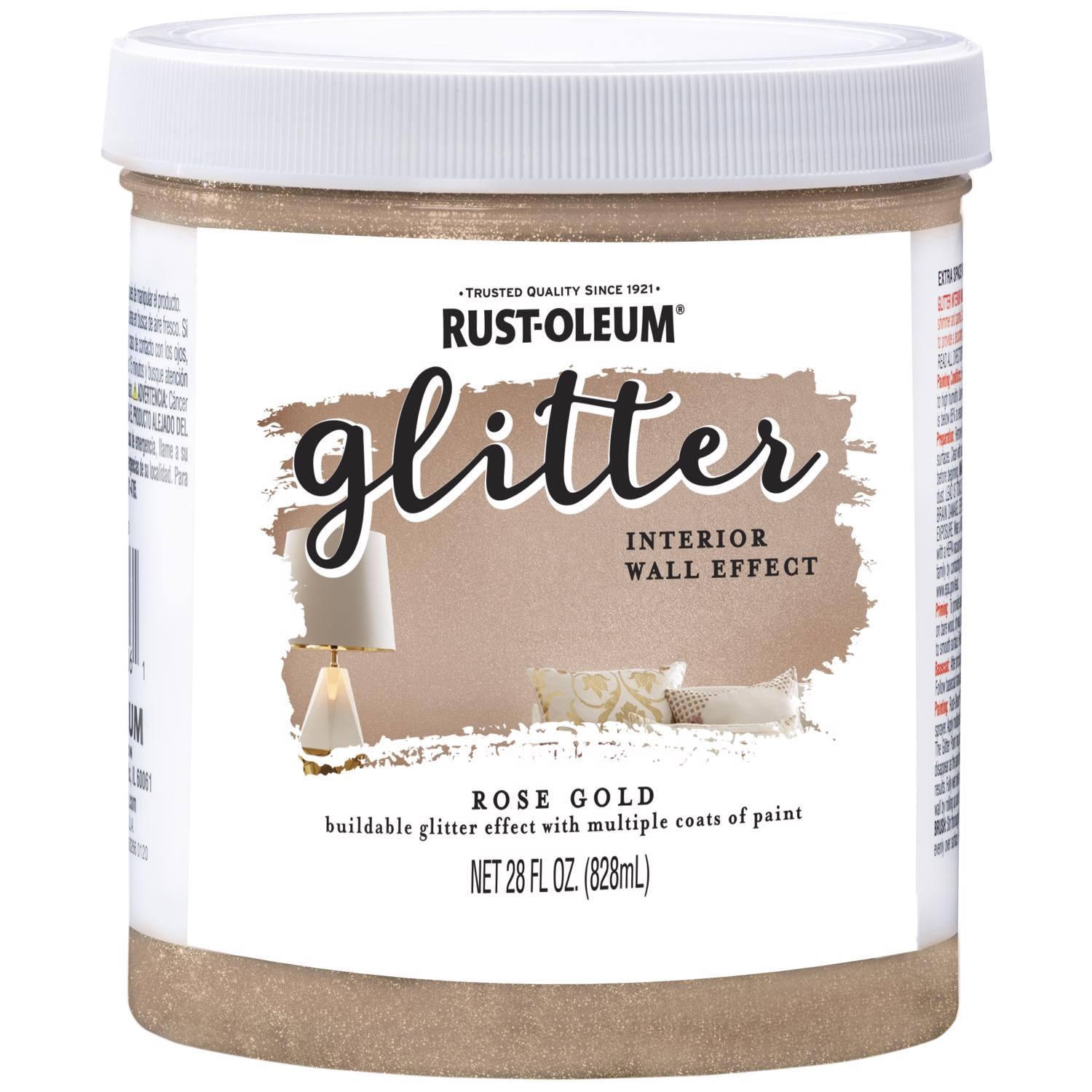 Rust-Oleum Glitter Rose Gold Water-Based Paint Interior 28 oz - Case of 2