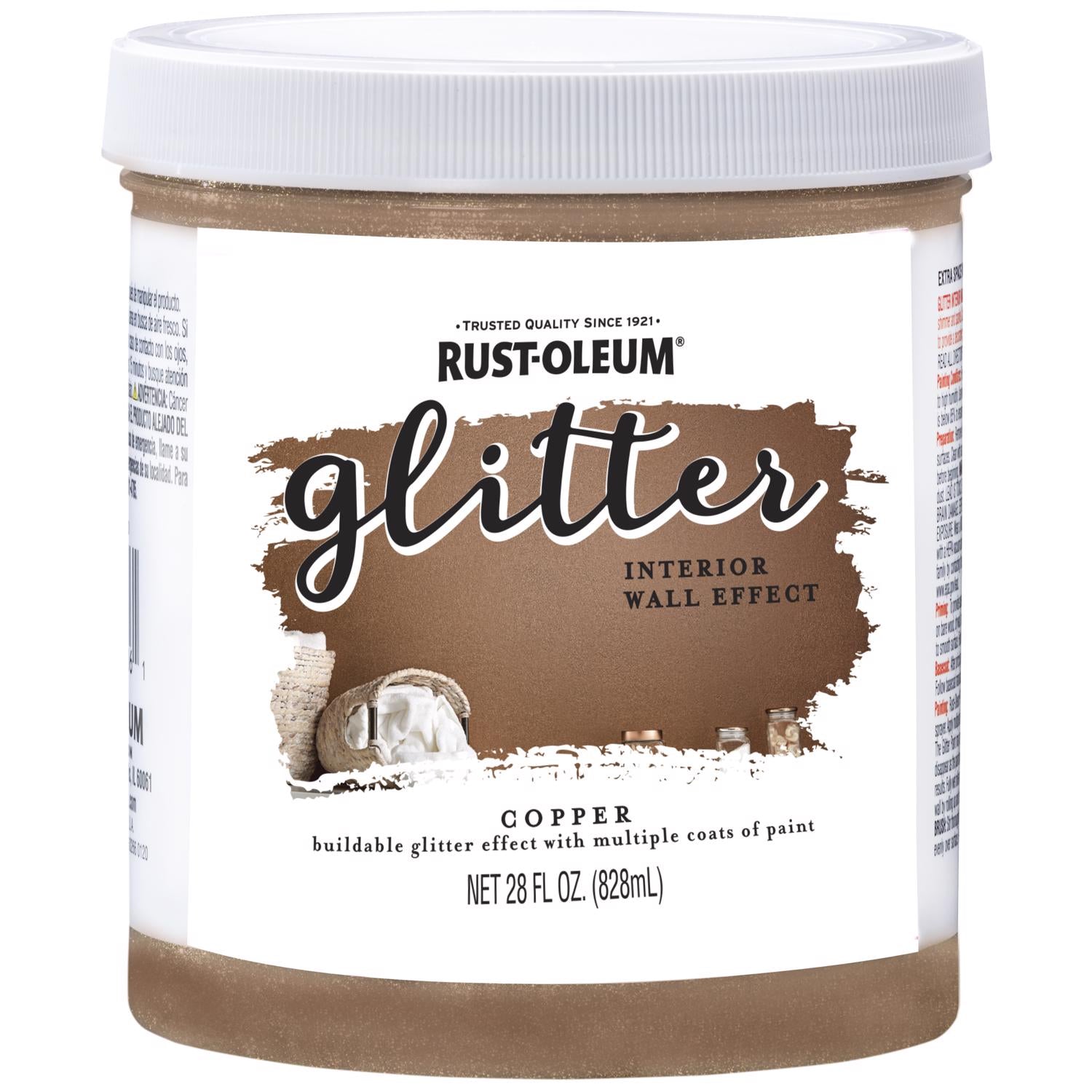 Rust-Oleum Glitter Copper Water-Based Paint Interior 28 oz - Case of 2