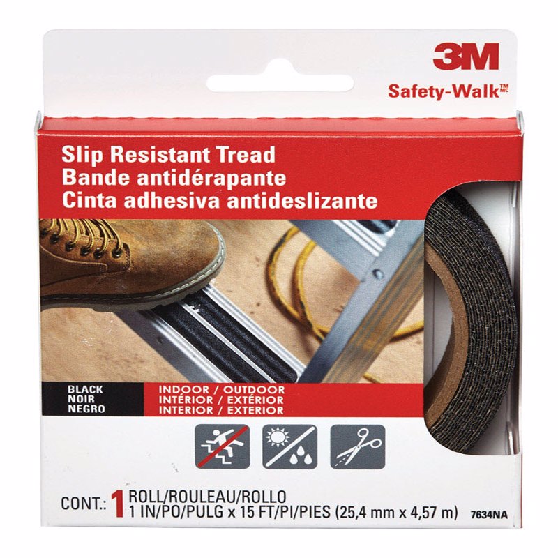 3M - 3M Safety-Walk 1 in. W X 15 ft. L Black Vinyl Anti-Slip Treads