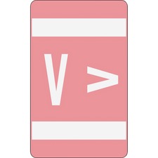 Smead AlphaZ ACCS Color-Coded Labels - "V" - 1" Width x 1 5/8" Length - Pink - 10 / Sheet - 100 / Pack