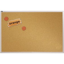 Quartet Bulletin Board - 48" Height x 72" Width - Brown Natural Cork Surface - Silver Aluminum Frame - 1 Each