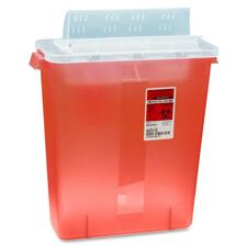 Covidien Transparent Red Sharps Container - 3 gal Capacity - 16.3" Height x 13.8" Width x 6" Depth - Red - 1 Each