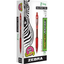 Zebra Z-Grip Retractable Ballpoint Pens [PEN;Z-GRIP;BP;RT;1.0MM;RD-DZ]