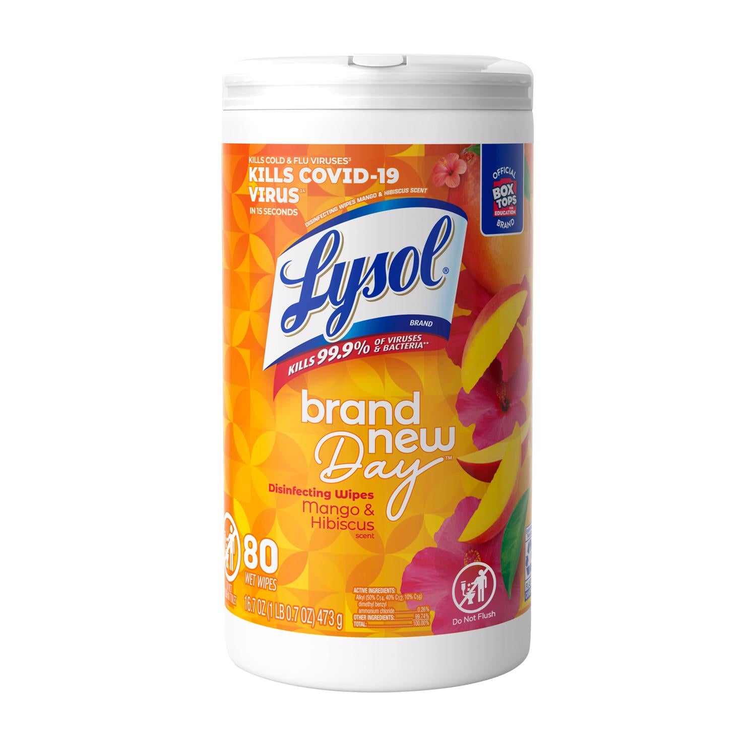 Lysol Brand New Day Mango & Hibiscus Scent Disinfecting Wipes 80 ct 1 pk - Case of 6