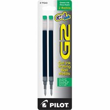 Pilot G2 Premium Gel Ink Pen Refills - 0.70 mm, Fine Point - Green Ink - Smear Proof - 2 / Pack