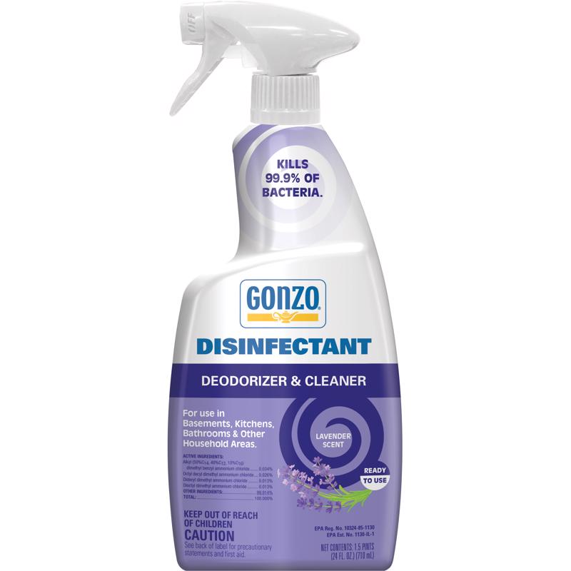 GONZO - Gonzo Lavender Scent Disinfectant Deodorizer and Cleaner 24 oz 1 pk - Case of 6