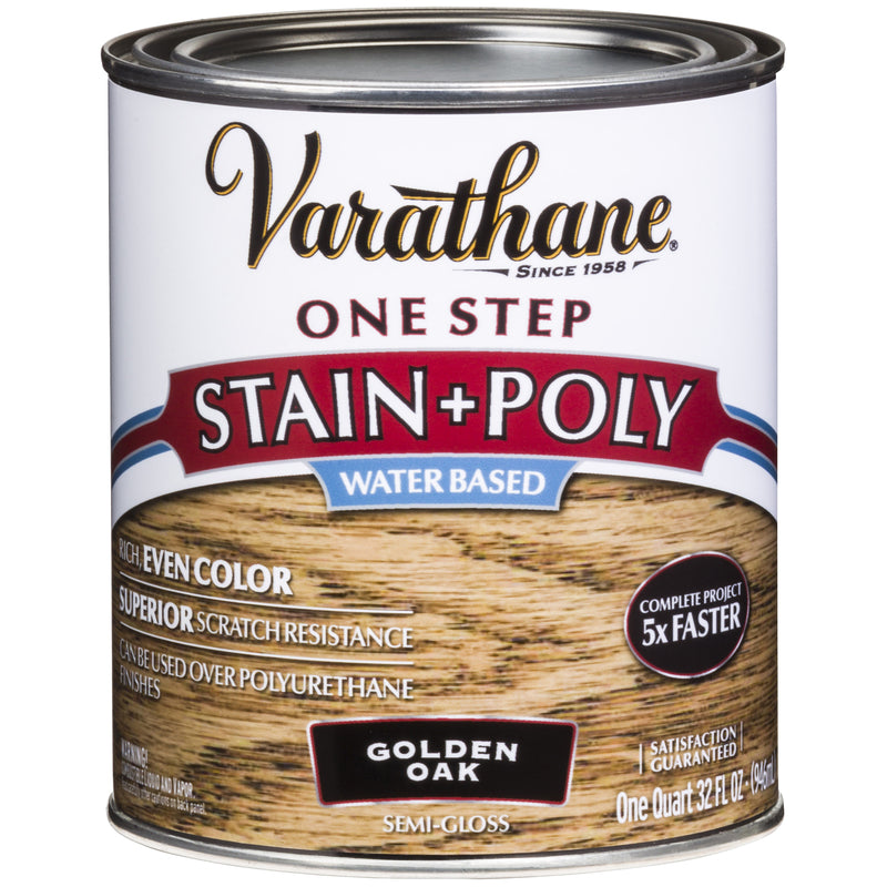 VARATHANE - Varathane Semi-Gloss Golden Oak Water-Based Acrylic Modified Urethane One-Step Stain/Poly 1 qt