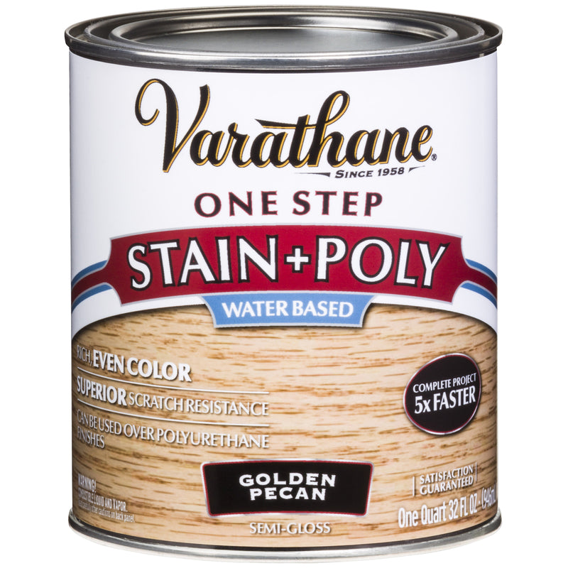 VARATHANE - Varathane Semi-Gloss Golden Pecan Water-Based Acrylic Modified Urethane One-Step Stain/Poly 1 qt