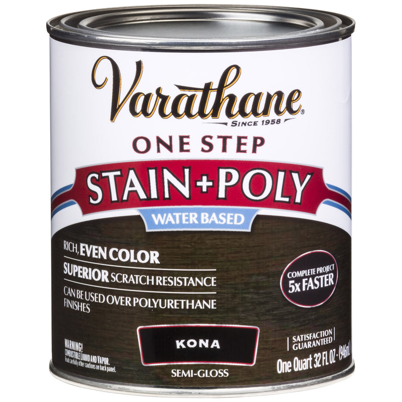 VARATHANE - Varathane Semi-Gloss Kona Water-Based Acrylic Modified Urethane One-Step Stain/Poly 1 qt