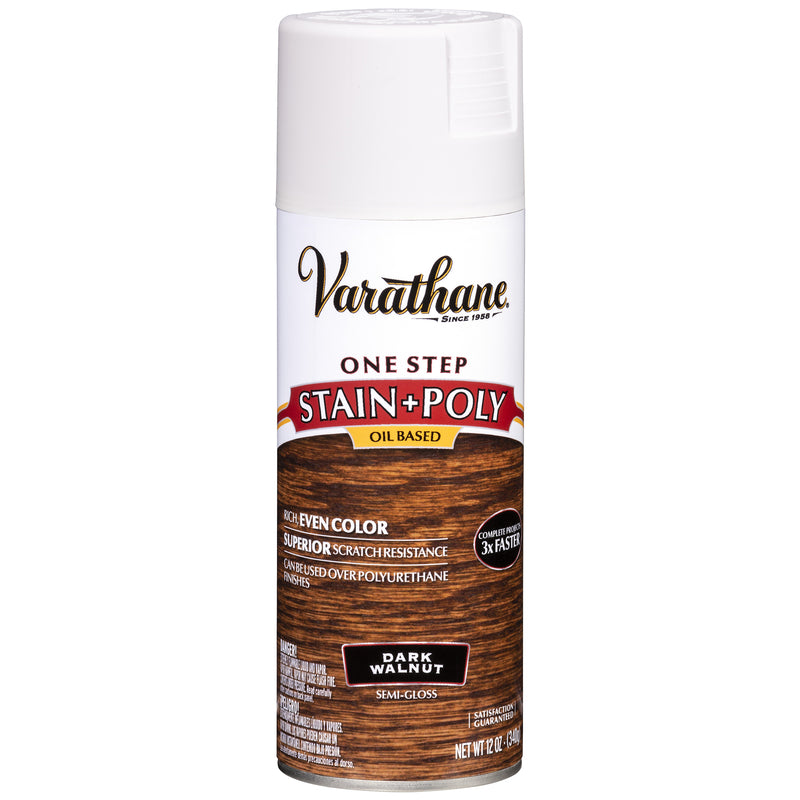 VARATHANE - Varathane Semi-Transparent Semi-Gloss Dark Walnut Oil-Based One-Step Stain/Poly 12 oz - Case of 6