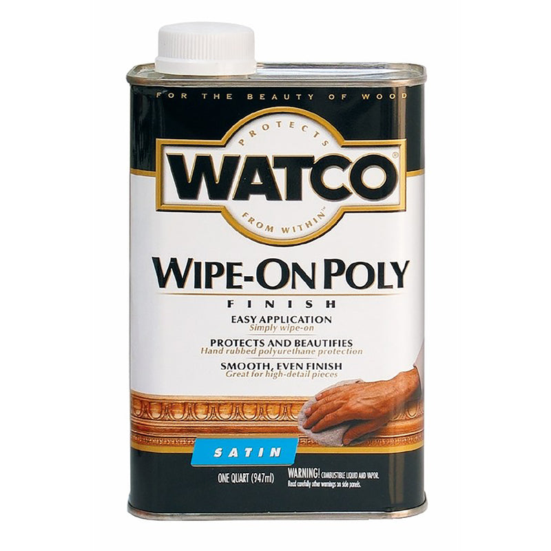 WATCO - Watco Wipe On Poly Transparent Satin Clear Water-Based Urethane Modified Alkyd Polyurethane 1 qt - Case of 6