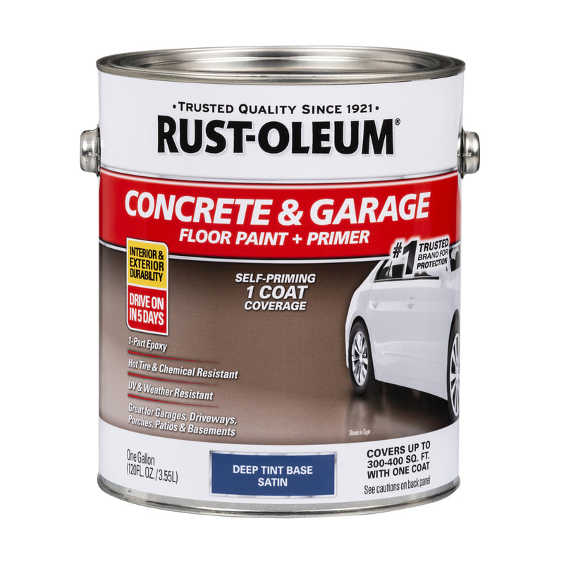 RUST-OLEUM - Rust-Oleum Concrete & Garage Satin Deep Tint Base Water-Based Acrylic Concrete Floor Paint 1 gal - Case of 2