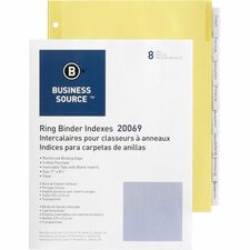 Business Source Buff Stock Ring Binder Indexes [DIVIDERS;INSERT;8-TAB;CLEAR-ST]