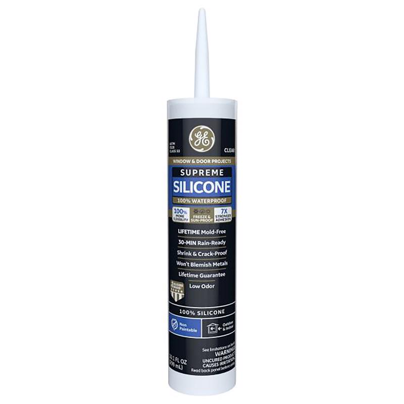 GE - GE Supreme Clear Silicone Window and Door Sealant 10.1 oz - Case of 12