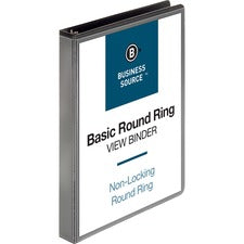 Business Source Round-ring View Binder [BINDER;VIEW;ROUND;1";BK-EA]
