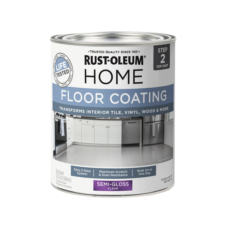 RUST-OLEUM - Rust-Oleum Home Semi-Gloss Clear Water-Based Floor Coating Step2 1 qt - Case of 6