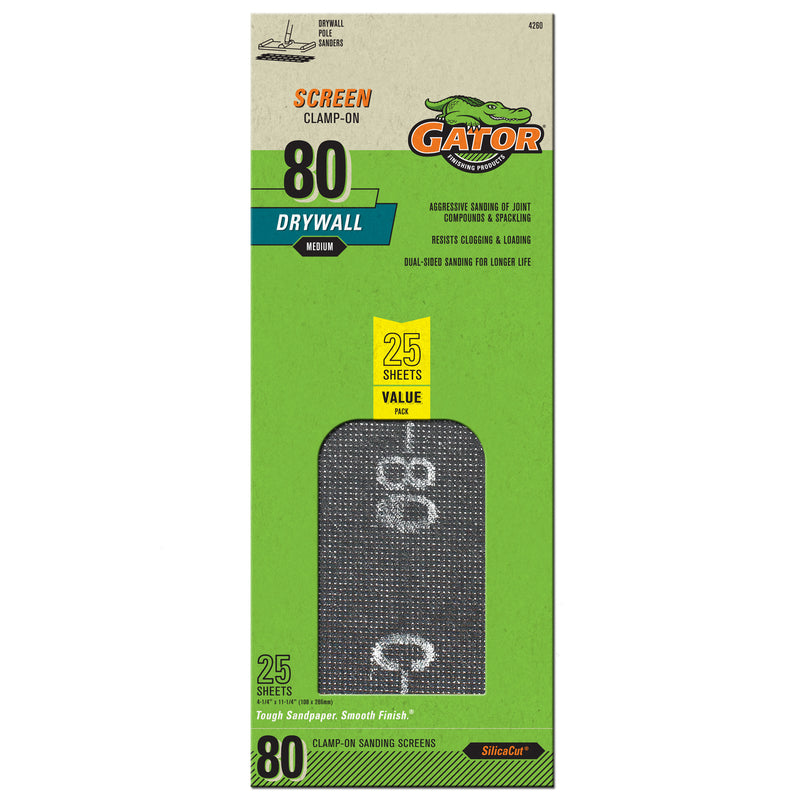 GATOR - Gator 11 in. L X 4.25 in. W 80 Grit Silicon Carbide Drywall Sanding Screen 1 pk - Case of 25