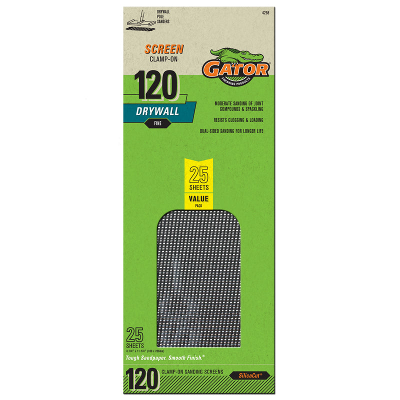 GATOR - Gator 11 in. L X 4.25 in. W 120 Grit Silicon Carbide Drywall Sanding Screen 1 pk - Case of 25