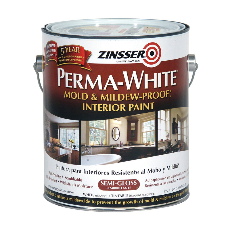 ZINSSER - Zinsser Perma-White Semi-Gloss White Water-Based Mold and Mildew-Proof Paint Interior 1 gal - Case of 2