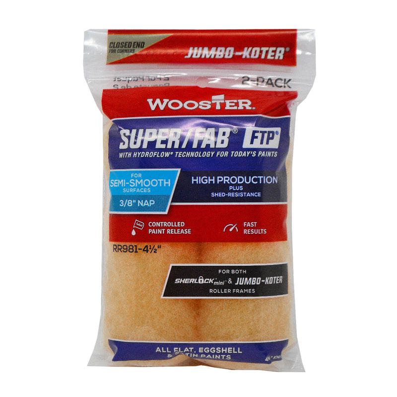 WOOSTER - Wooster Super/Fab FTP Knit 4 1/2 in. W X 3/8 in. Jumbo Paint Roller Cover 2 pk