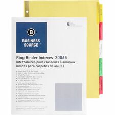 Business Source Reinforced Insertable Tab Indexes [DIVIDERS;INSERT;5-TAB;MULTI-ST]