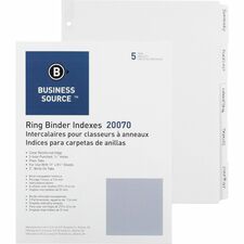 Business Source 3-Ring Plain Tab Indexes [DIVIDERS;WRITE-ON;5TAB;WE-BX]