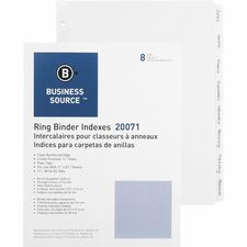 Business Source 3-Ring Plain Tab Indexes [DIVIDERS;WRITE-ON;8TAB;WE-BX]