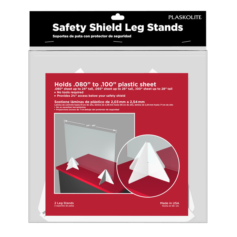 PLASKOLITE - Plaskolite Thin Gauge Clear Single Acrylic Safety Shield Leg Stands 2.1 in. W X 4.9 in. L X 0.21 in.