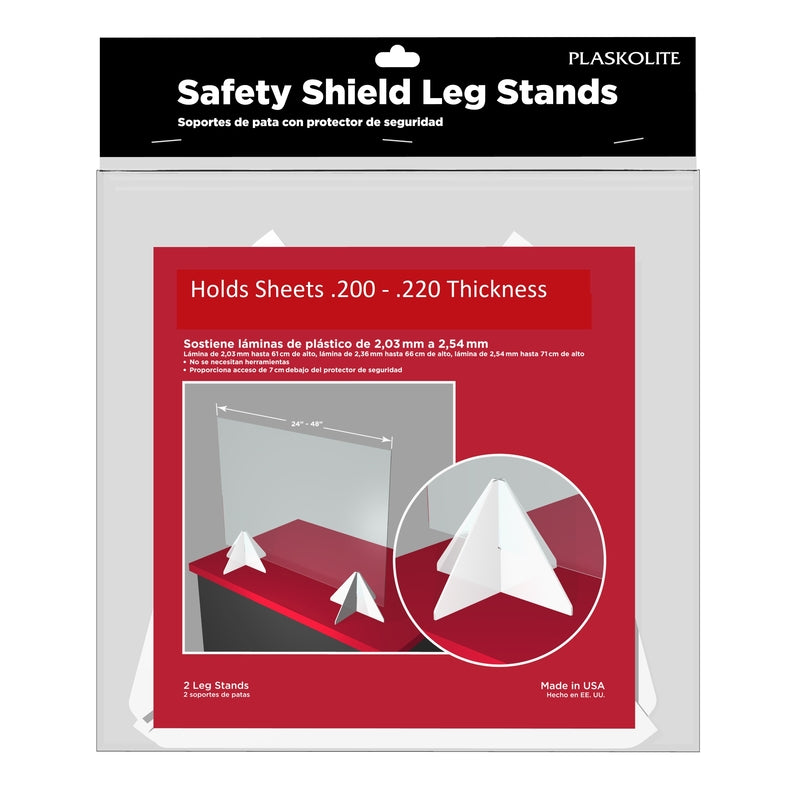 PLASKOLITE - Plaskolite Clear Single Acrylic Safety Shield Leg Stands 2.1 in. W X 4.9 in. L X 0.21 in. - Case of 12