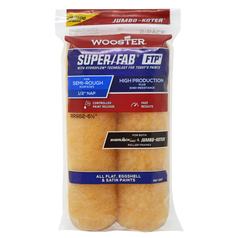 WOOSTER - Wooster Super/Fab FTP Knit 6 1/2 in. W X 1/2 in. Jumbo Paint Roller Cover 2 pk - Case of 12