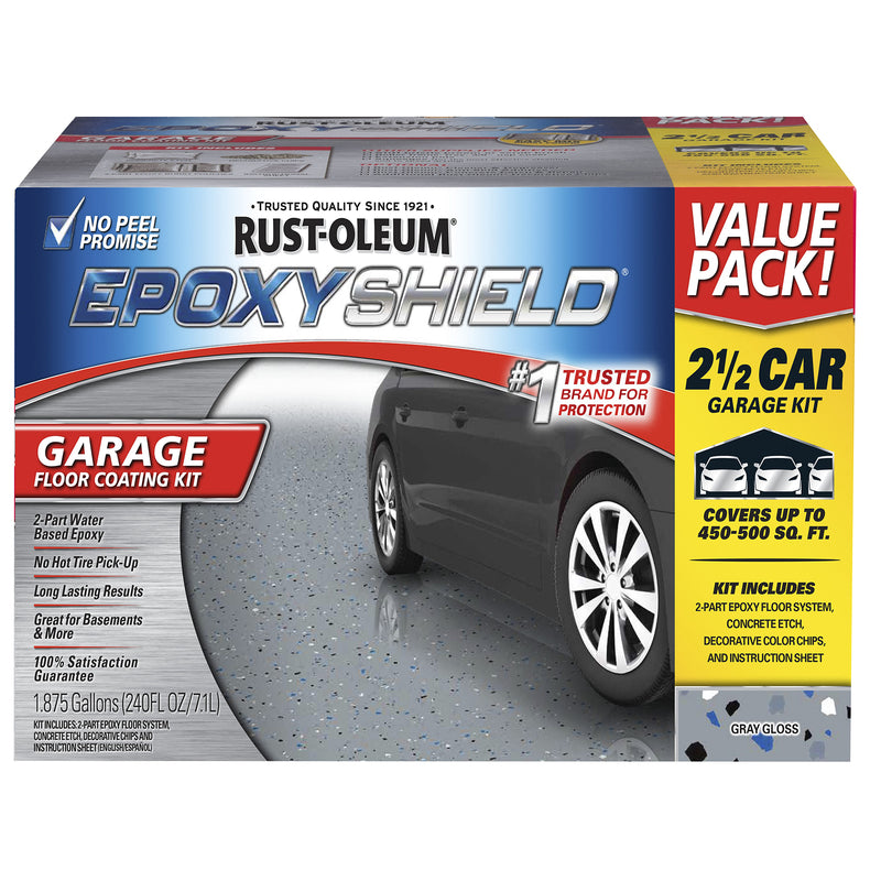 RUST-OLEUM - Rust-Oleum EpoxyShield Gloss Gray Water-Based Garage Floor Coating Kit 240 oz