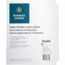 Business Source Punched Laser Index Dividers [DIVIDER;INDEX;PUNCHED;5TAB-BX]