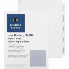 Business Source Punched Tabbed Laser Index Dividers [DIVIDER;INDEX;PUNCHED;5TAB-PK]