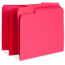 Business Source 1/3 Tab Cut Letter Recycled Top Tab File Folder [FOLDER;FILE;LTR;1/3;RED-BX]